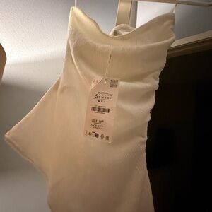 Zara Cream Asymmetric One-Shoulder Top